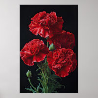 Rode anjers bloemenkunst print Poster