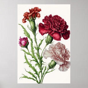 Rode anjers bloemenkunst print Poster