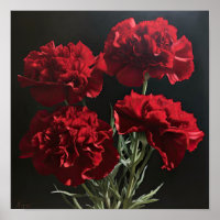 Rode anjers bloemenkunst print Poster