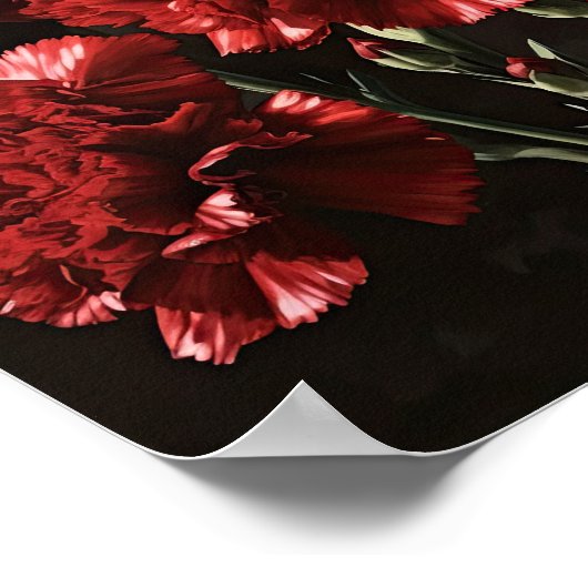 Rode anjers bloemenkunst print Poster (Hoek)