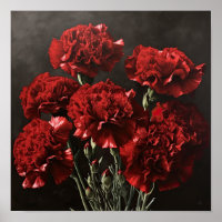 Rode anjers bloemenkunst print Poster