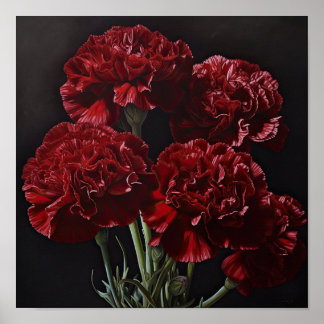 Rode anjers bloemenkunst print Poster