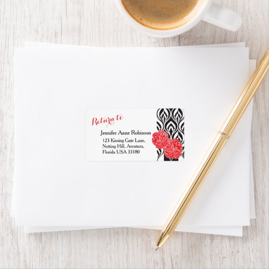 Rode anjers moderne luxebruiloft adresetiketten etiket (Insitu)