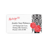 Rode anjers moderne luxebruiloft adresetiketten etiket (Voorkant)