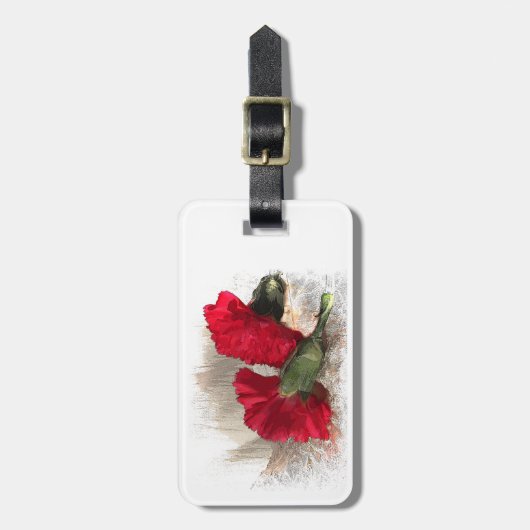 Rode anjers op Brocade Bagagelabel (Voorkant verticaal)