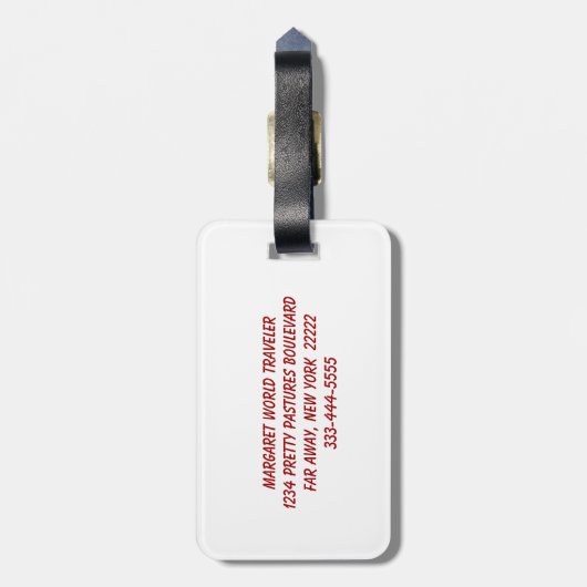 Rode anjers op Brocade Bagagelabel (Achterkant verticaal)