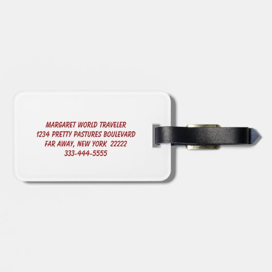 Rode anjers op Brocade Bagagelabel (Achterkant horizontaal)