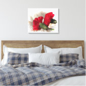 Rode anjers op Brocade Canvas Afdruk (Insitu (Slaapkamer))