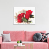 Rode anjers op Brocade Canvas Afdruk (Insitu (Woonkamer))