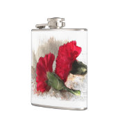 Rode anjers op Brocade Heupfles (Links)