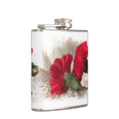 Rode anjers op Brocade Heupfles (Rechts)