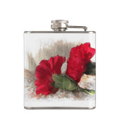 Rode anjers op Brocade Heupfles (Achterkant)