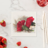 Rode Anjers op Brocade Papier servet (Insitu)