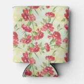 Rode anjers op groen met vlinders blikjeskoeler (Voorkant)