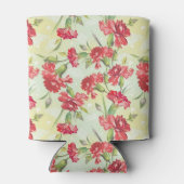 Rode anjers op groen met vlinders blikjeskoeler (Achterkant)