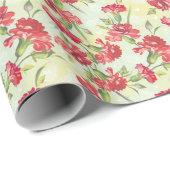 Rode anjers op groen met vlinders cadeaupapier (Rol Hoek)