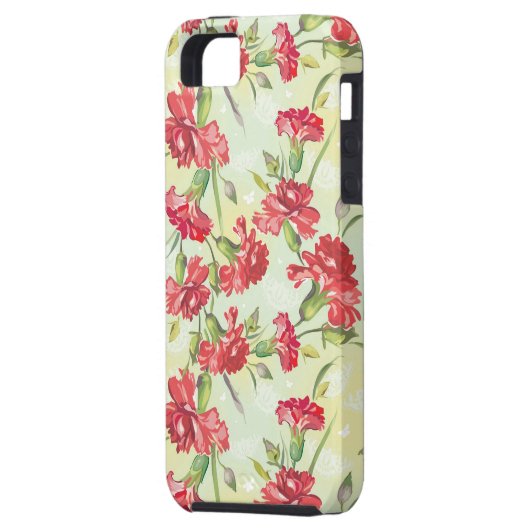 Rode anjers op groen met vlinders Case-Mate iPhone case (Achterkant Links)