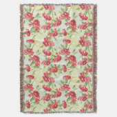 Rode anjers op groen met vlinders deken (Voorkant Verticaal)