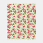 Rode anjers op groen met vlinders fleece deken (Voorkant)