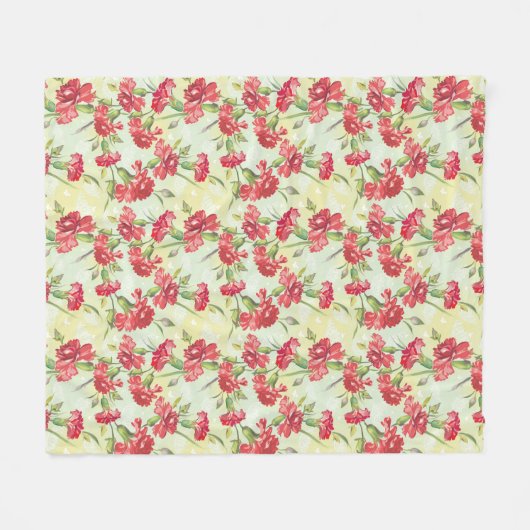 Rode anjers op groen met vlinders fleece deken (Voorkant (Horizontaal))