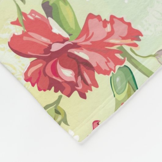 Rode anjers op groen met vlinders fleece deken (Hoek)