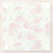 Rode anjers op groen met vlinders glazen onderzetter (Achterkant)