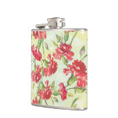 Rode anjers op groen met vlinders heupfles (Links)