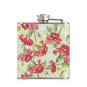 Rode anjers op groen met vlinders heupfles (Achterkant)