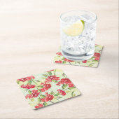 Rode anjers op groen met vlinders kartonnen onderzetters (Insitu)