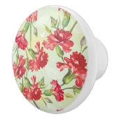 Rode anjers op groen met vlinders keramische knop (Rechts)