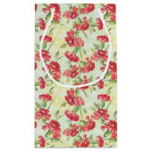 Rode anjers op groen met vlinders klein cadeauzakje (Achterkant)