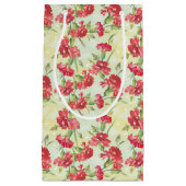 Rode anjers op groen met vlinders klein cadeauzakje (Voorkant)