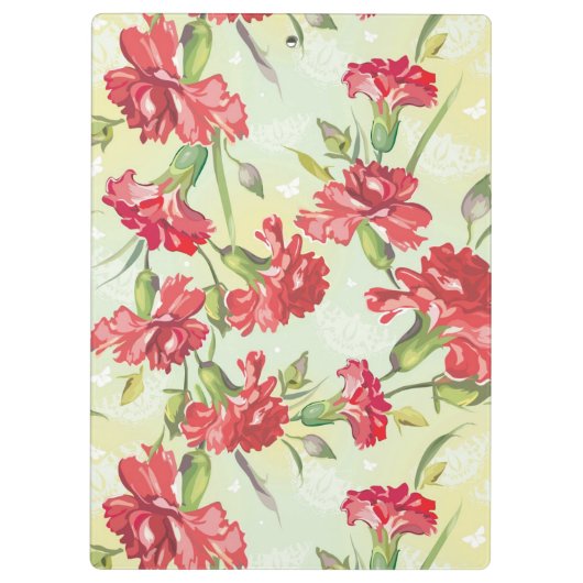 Rode anjers op groen met vlinders klembord (Achterkant)