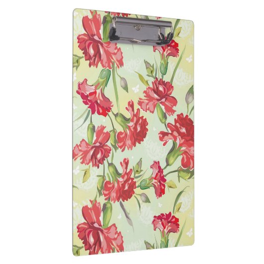 Rode anjers op groen met vlinders klembord (Rechts)