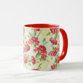 Rode anjers op groen met vlinders mok (Voorkant rechts)