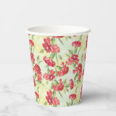 Rode anjers op groen met vlinders papieren bekers (Achterkant)