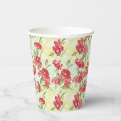 Rode anjers op groen met vlinders papieren bekers (Rechts)