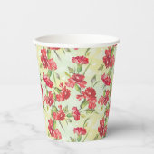 Rode anjers op groen met vlinders papieren bekers (Voorkant)