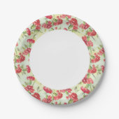 Rode anjers op groen met vlinders papieren bordje (Voorkant)