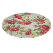 Rode anjers op groen met vlinders snijplank (Hoek)