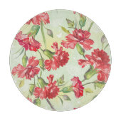 Rode anjers op groen met vlinders snijplank (Voorkant)