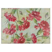 Rode anjers op groen met vlinders snijplank (Voorkant)