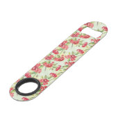 Rode anjers op groen met vlinders speed flessenopener (Voorkant Gekanteld)