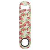 Rode anjers op groen met vlinders speed flessenopener (Achterkant)