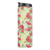 Rode anjers op groen met vlinders thermosbeker (Geroteerd rechts)