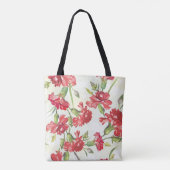 Rode anjers op groen met vlinders tote bag (Achterkant)