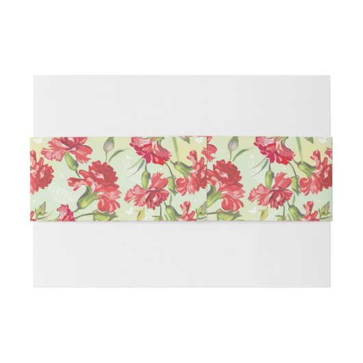 Rode anjers op groen met vlinders uitnodigingen wikkel (Achterkant Voorbeeld)