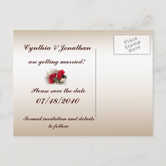 Rode anjers redden de datum aankondigingskaart (Achterkant)