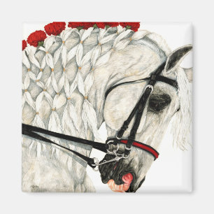 Rode anjers - White Horse Magnet