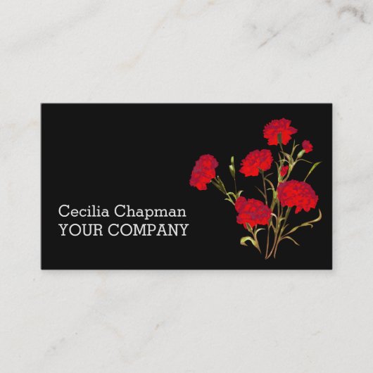 Rode anjerventilator, speciaal gepersonaliseerd zw visitekaartje (Voorkant)